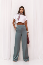 Spodnie satynowe DIVA  - Turkus - obrazek 3