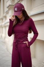 Komplet SHIRA długi rękaw - Bordo - obrazek 4