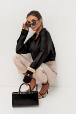 Koszula Satynowa MADDIE - Czarna - obrazek 2