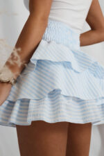 Spódniczka falbany - Biało-błękitna - obrazek 3