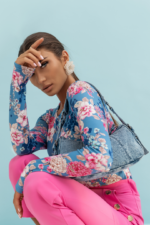 Bluzka SHIRA długi rękaw - blue flowers