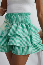 Spódniczka falbany - Biało-zielona