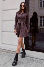 Sukienka koszulowa LANA - Brązowa - obrazek 5