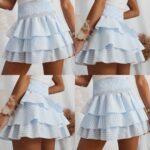 Spódniczka falbany - Biało-błękitna - obrazek 2