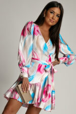 Sukienka "ANNA" - Wzór Różowo Niebieski - obrazek 2