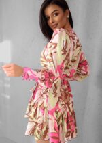 Sukienka "ANNA" Różowo Zielona - obrazek 2