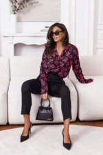 Koszula Satynowa MADDIE - Cherry Bow Black - obrazek 2