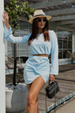 Komplet spódnica+bluzka - Błękitny