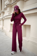 Komplet SHIRA długi rękaw - Bordo - obrazek 2