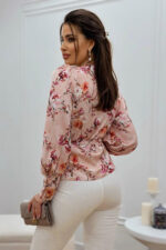 Bluzka kopertowa GABI - Pudrowy róż - obrazek 3