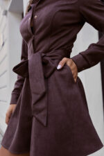 Sukienka koszulowa LANA - Brązowa - obrazek 4