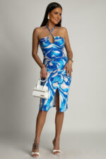 Sukienka Vietnam - Niebieski Wzór - obrazek 2