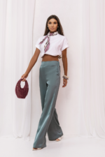 Spodnie satynowe DIVA  - Turkus