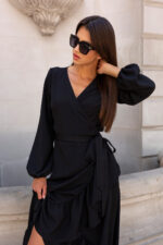 Sukienka "ANNA" długa - Czarna - obrazek 3