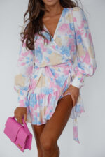 Sukienka "ANNA" krótka - Fiori Pastello - obrazek 4