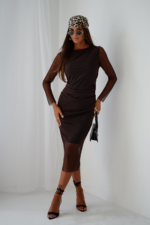 Sukienka tiulowa LUSH - brąz