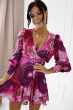 Sukienka "ANNA" różowy wzór boho