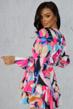 Sukienka "ANNA" krótka - mazy róż niebieski - obrazek 2