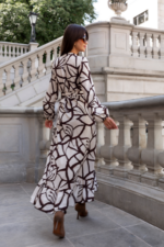 Sukienka "ANNA" długa - Beżowo Brązowa - obrazek 4