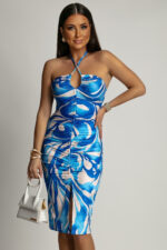 Sukienka Vietnam - Niebieski Wzór