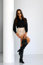 Bluzka RAINA zakładana ze ściągaczem - Czarny - obrazek 2