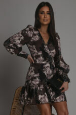 Sukienka Anna - Na Brązowym Tle Kwiatki - obrazek 2