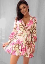 Sukienka "ANNA" Różowo Zielona