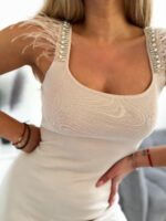 Sukienka piórka - Beżowa