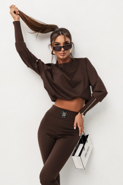 Brązowy komplet dresowy Premium Agrafka – Aniela Maison
