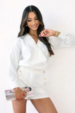 Bluzka RAINA zakładana ze ściągaczem - Biała