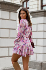 Sukienka Anna Szyfon - róż i fiolet - obrazek 4