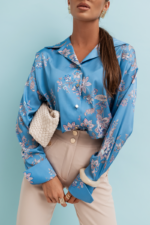Koszula Satynowa MADDIE - Indigo flowers