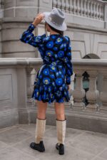 Sukienka "ANNA" krótka - Blue Flowers - obrazek 3