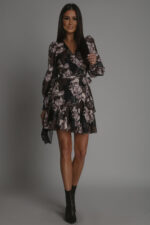 Sukienka Anna - Na Brązowym Tle Kwiatki