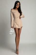 Komplet spódnico-spodenki + hiszpanka - Beżowy - obrazek 2