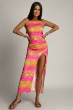 Sukienka satynowa - Różowa Zebra - obrazek 3