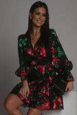 Sukienka Anna - Na Czarnym Tle Kwiat - obrazek 3