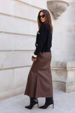 Spódnica skórzana VERA - Brąz - obrazek 3