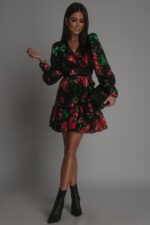 Sukienka Anna - Na Czarnym Tle Kwiat - obrazek 2