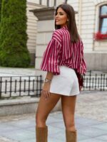 Koszula oversize - Czerwona w paski - obrazek 2