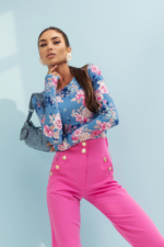 Bluzka SHIRA długi rękaw - blue flowers - obrazek 2