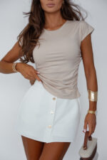 Bluzka z marszczeniem SHIRA - Beż - obrazek 2