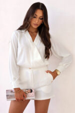 Bluzka RAINA zakładana ze ściągaczem - Biała - obrazek 3