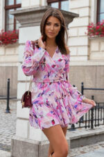 Sukienka Anna Szyfon - róż i fiolet