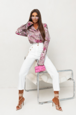 Koszula Satynowa MADDIE - Beige flowers - obrazek 2