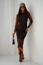 Sukienka tiulowa LUSH - brąz - obrazek 2