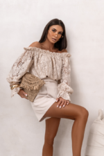 Bluzka hiszpanka MIA koronka - Beż - obrazek 2