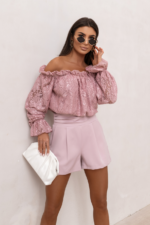 Bluzka hiszpanka MIA koronka - Brudny róż - obrazek 3