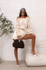 Bluzka hiszpanka MIA koronka - Bananowy żółty - obrazek 3