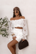 Bluzka hiszpanka MIA koronka - Ecru - obrazek 2
